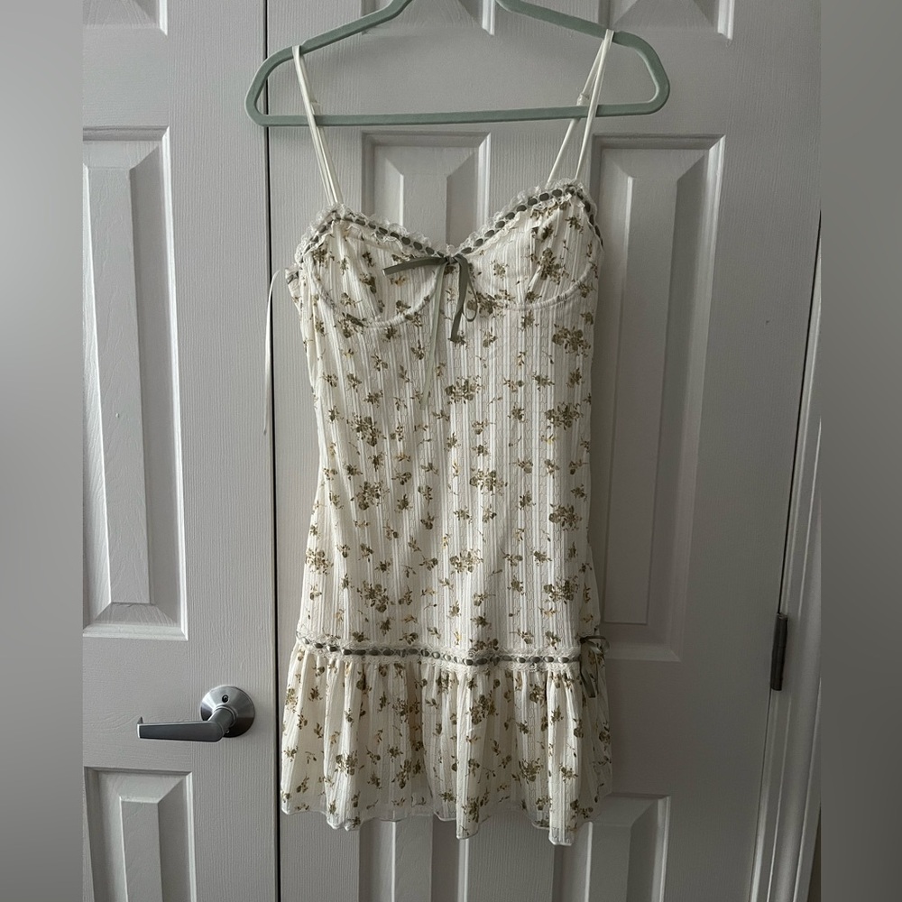 Evolutionary Apparel Green/Cream Coquette Dress Size Large NWOT
